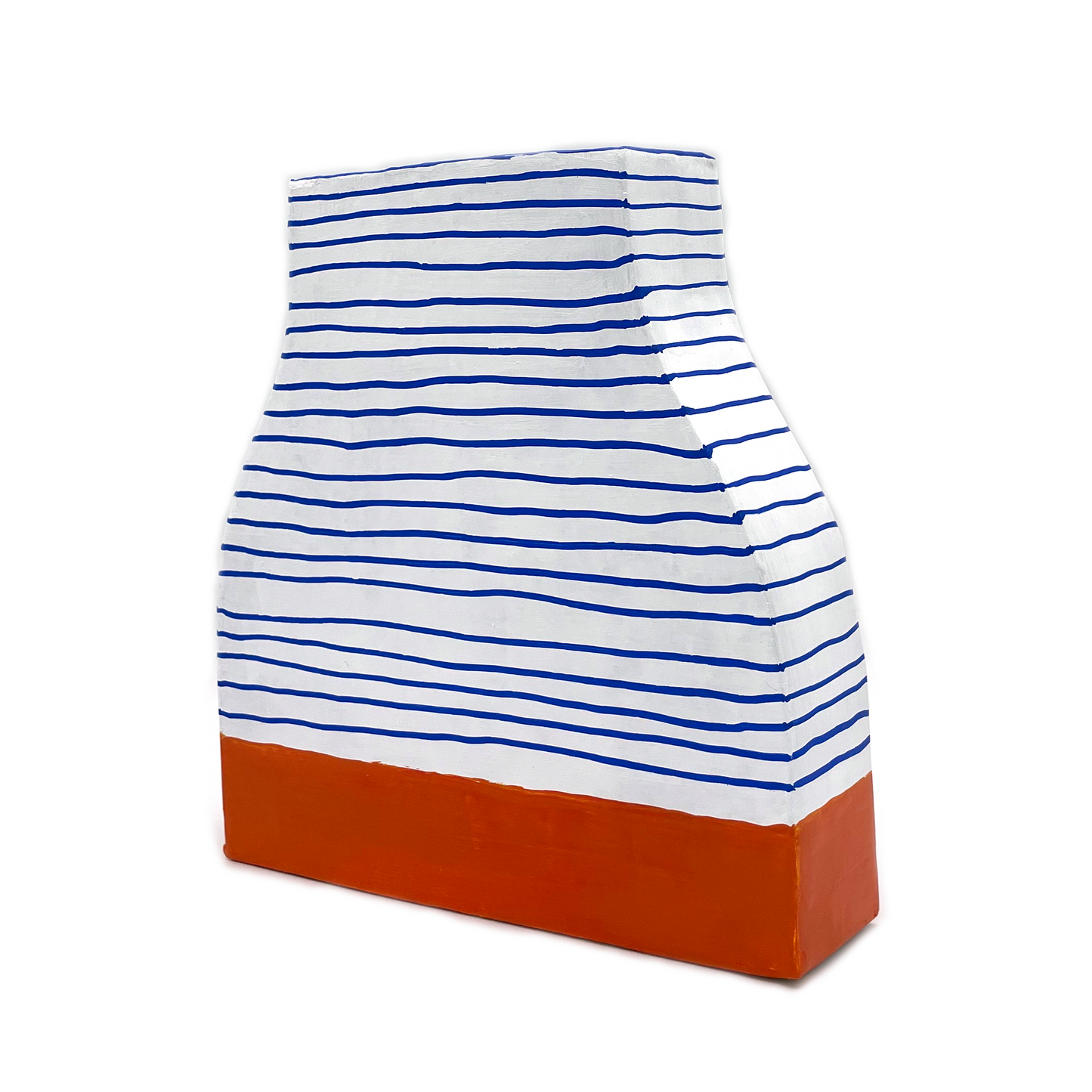 Orange and Blue Striped Vase